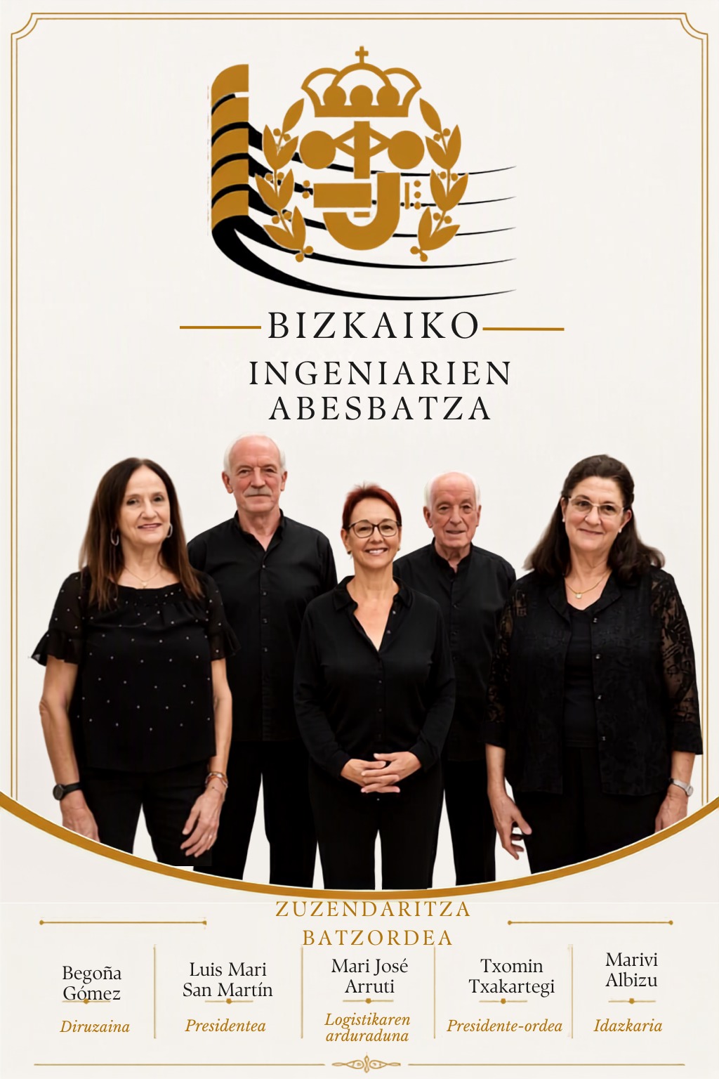 Imagen de los componentens de la junta del coro de ingenieros de bizkaia